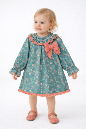 VESTIDO VERDE FLORES 0